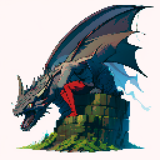 a grey dragon sitting on the ground, wings stretched up