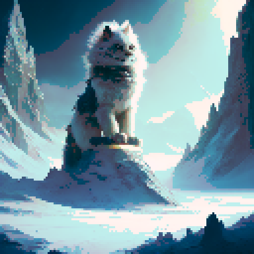 Hatake Kakashi with a black cat with yellow eyes on his shoulders in between towering, snowy mountains