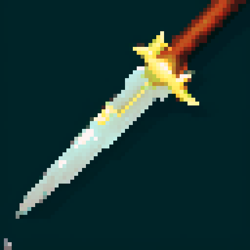 fantasy sword, shimmering, sharp-edged, golden hilt, fantastical, majestic, ancient, pixelated brilliance, mesmerizing