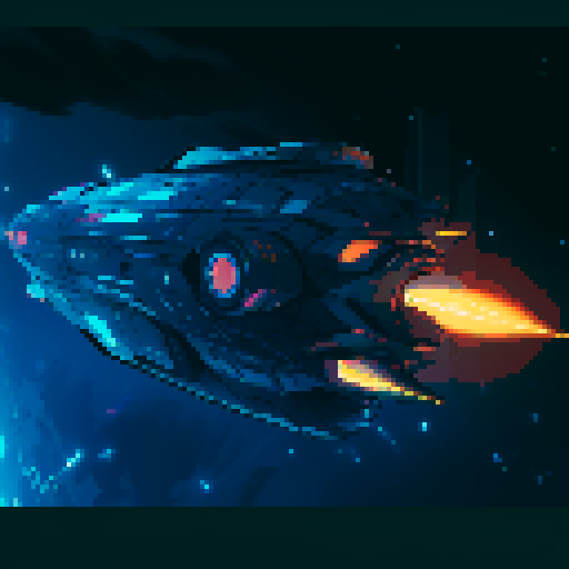 futuristic spaceship, topview, sleek and streamlined, hovering mid-air, pixelated sRGB aesthetic, retro-futuristic buttons, neon-lit control panel