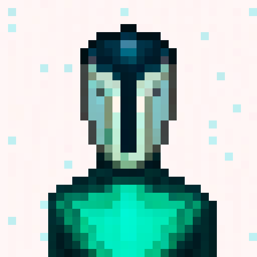 armor, metallic, detailed, shiny, futuristic, fantasy, knight, protective, engraved, intricate, gold accents, gemstones, ornate, helmet, visor, reflection, shield, sword, gauntlets, boots, chainmail, leather straps, rivets, battle-worn, battle scars, weathered, worn, battle-ready, power, strength, intimidation, aura, epic, heroic, iconic, pixelated, 32x32 pixels, vibrant colors, high contrast, pixel art, sRGB, skillful brush strokes, close-up, intense, focused, determined, portrait