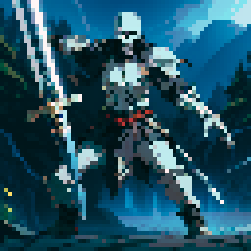 skeleton, sword, shield, aggressive stance, pixel art, sRGB