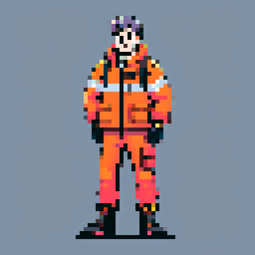 A warehouse worker for Amazon Germany, wearing jacket, gloves and safety boots