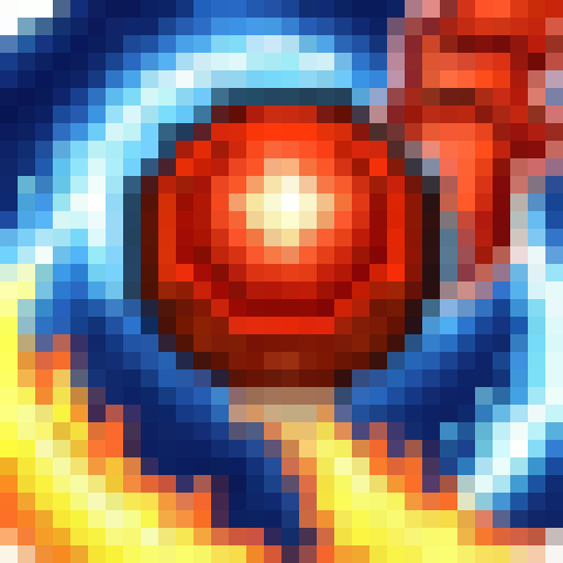 Elemental blast, blue and orange colors, volcanic bolt of energy