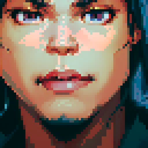 carlos, chin, hair, cool guy, tired, nose ring, sRGB, pixel art