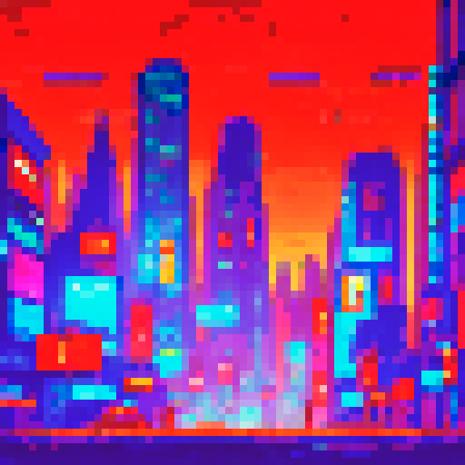 Cyberpunk city at night, neon-lit streets, towering skyscrapers, futuristic vehicles, glowing holograms, bustling crowds, rain-soaked pavement, steam rising from sewers, flickering streetlights, reflections in puddles, dark alleyways, towering advertisements, vibrant graffiti, smoky atmosphere, glitchy digital billboards, glitch art-inspired architecture, neon signs casting colorful glows, pixelated flying drones, cascading waterfalls of data, cityscape bathed in electric hues