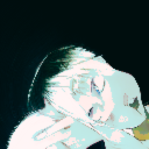 Lonely blond with piercing blue eyes finds fleeting moments of euphoria in a vibrant anime world.