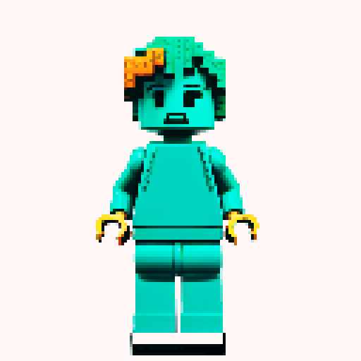 lego pixel, vibrant colors, blocky shapes, small plastic bricks, isometric perspective, retro video game, low resolution, 8-bit graphics, sharp edges, square grid, limited color palette, nostalgic feel, brick-built characters, iconic lego logo, digital recreation, detailed textures, crisp lines, simplified forms, nostalgic gaming vibes rainbow color body 