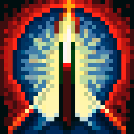 Firebreathing war general with a fierce expression, adorned in golden armor and a red cape, holding a sword with flames licking the blade, against a background of billowing smoke and embers in a pixelated, skill art style for a game icon.