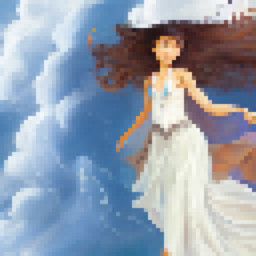 Magic-wielding girl on a deserted beach, surrounded by mythical creatures, facing a stormy sky as she conjures a protective shield.