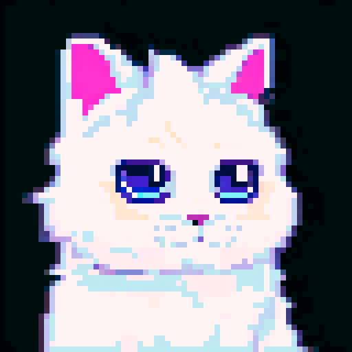 anime style cute brown cat with black eyes, pixel art, sRGB