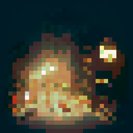 1920s detective, fedora-wearing, trench coat-clad, holding a magnifying glass, exploring a dimly lit alley, with flickering street lamps, amidst a backdrop of skyscrapers and vintage cars, all depicted in pixel art