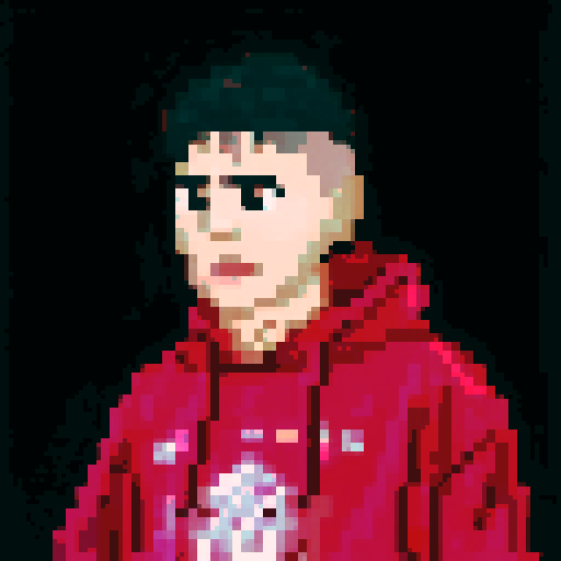 boy with a Christmas hat, pixel art, sRGB