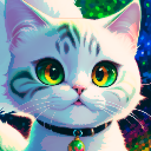Art cat, sRGB, a whimsical cat fantastique with vibrant fur, mesmerizing emerald-green eyes, gracefully leaping amidst a kaleidoscope of swirling colors and dreamlike patterns