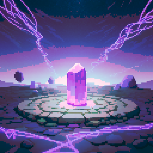 A psychic-themed battleground viewed from within, featuring a flat, rune-inscribed stone floor in purples and blues, tilted slightly upward to give depth. The player's perspective starts in the bottom-left, with faint glowing runes and soft psychic energy lines tracing the ground. Subtle floating crystals and swirling arcs of purple and pink energy decorate the middle-right. The background features muted clouds and faint stars, blending seamlessly to enhance the psychic atmosphere. 