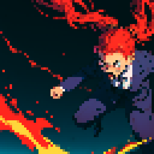 angry CEO with blading, vascular head wearing a suit and tie in sRGB pixel art style