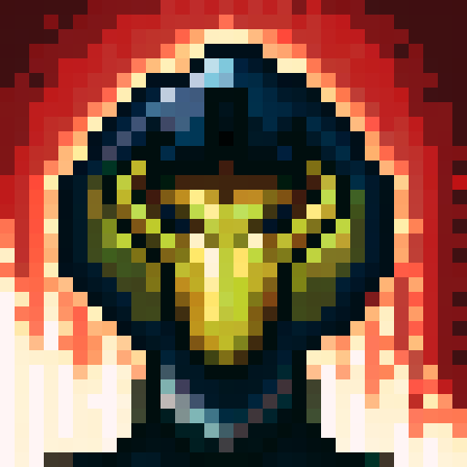 pixel art close up portrait, llama, black bowler hat, red metallic background, game icon, 32x32 skill art