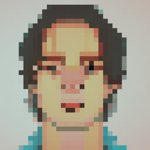 a pixel art version of the face with vivid facial features 