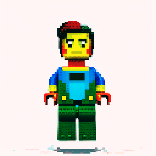 superman, lego, pixel art, vibrant colors, blocky design, sRGB