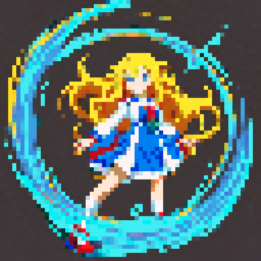 anime girl with long, flowing hair, bright blue eyes, and a mischievous smile, standing proudly in a revealing school unifor, with a 16 bit style that pops against the sRGB color palette