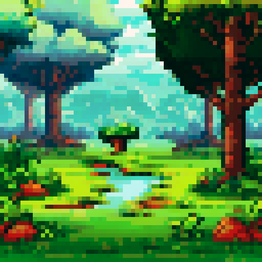 chestnut tree, green leaves, brown trunk, fantasy top-down RPG with an orthogonal camera, not isometric