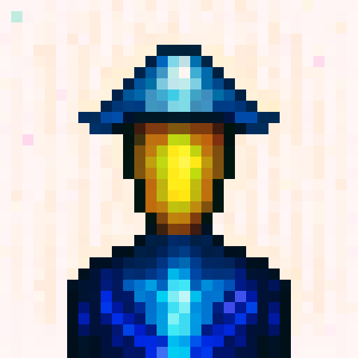 galaxy hat, vibrant colors, pixelated details, cosmic patterns, sparkling stars, swirling galaxies, skillful brushstrokes, close-up view, portrait style, game icon, 32x32 pixel art, sRGB