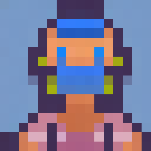 Cute blue alien with big eyes and a smile