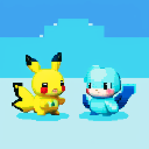 Pokemon style water type starter, no background, cute