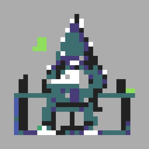 shark, desk, laptop, typing, game icon, 32x32 pixel art, sRGB, skill art, close up, portrait