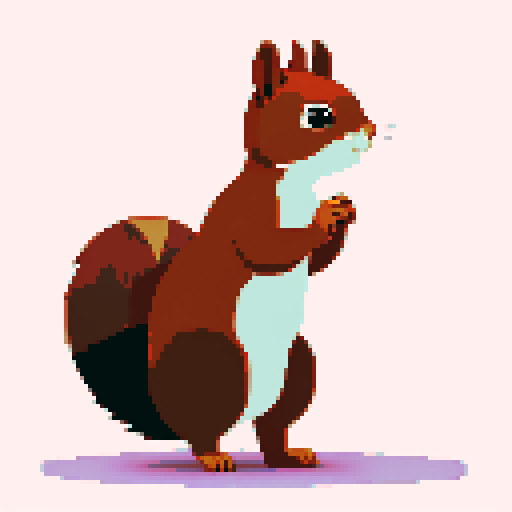 squirrel standing sideways against a clear single color background