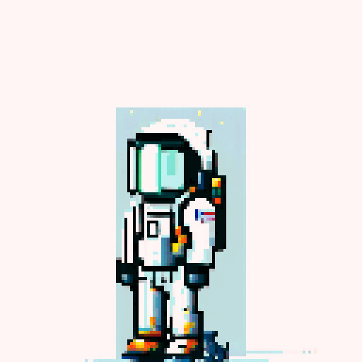 spaceman in a black spacesuit with orange accents