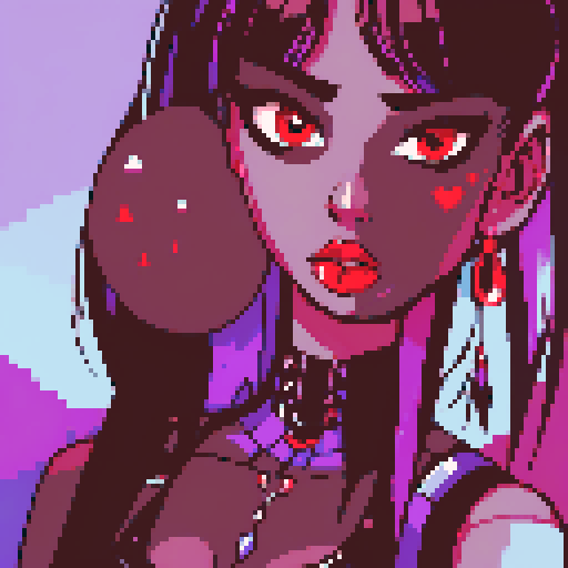 Goth girl's face, busty goth girl,  portrait, black hair, purple eyeshadow, red lipstick, wearing bikini, studded collar, vibrant srgb colors, edgy aesthetic