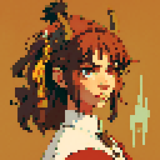 Bison in ancient art style, wall painting, pixel art, sRGB