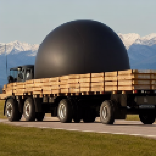 truck carrying earth globe