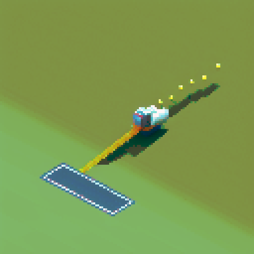A spaceship taking off on a golf course
