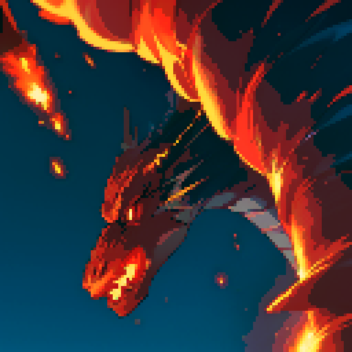 Dragon breathing fire, fire breath, flames, fire