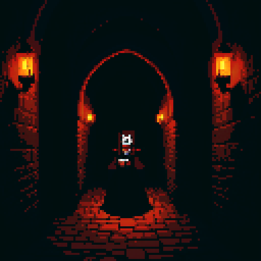 A vampire lurking in an old castle hallway
