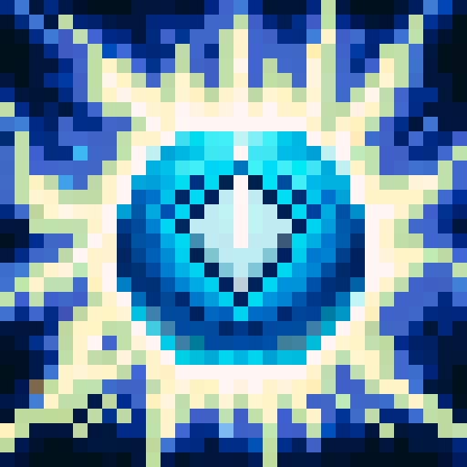 Frostbolt, a dazzling blue bolt of ice, crackling with energy, frozen in time as a 32x32 pixel game icon, rendered with skillful pixel art in sRGB colors, captured in a close-up portrait.