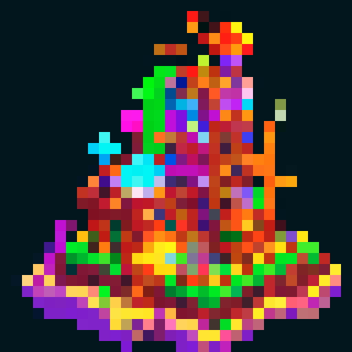 pixel art mine building with output on one side, vibrant colors, detailed excavation tools, flickering torches, cascading ores, intricate conveyor belts, towering metal structures, glowing gemstones, bustling workers, animated steam rising, retro game aesthetics