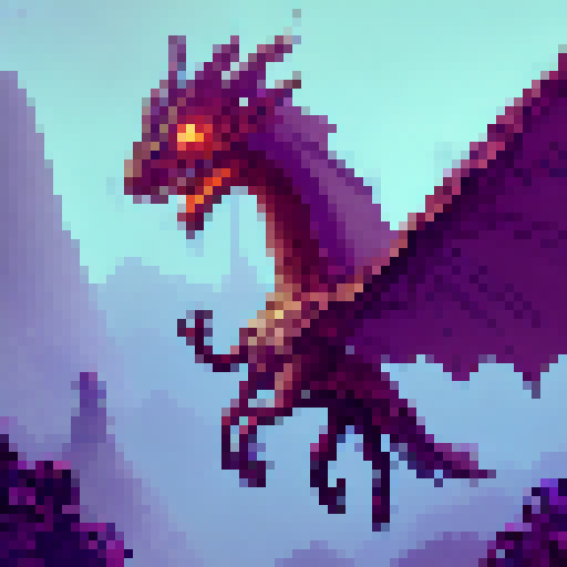 Minecraft warrior with enchanted sword, riding a winged dragon through a mystical forest with glowing mushrooms and a towering castle in the distance.