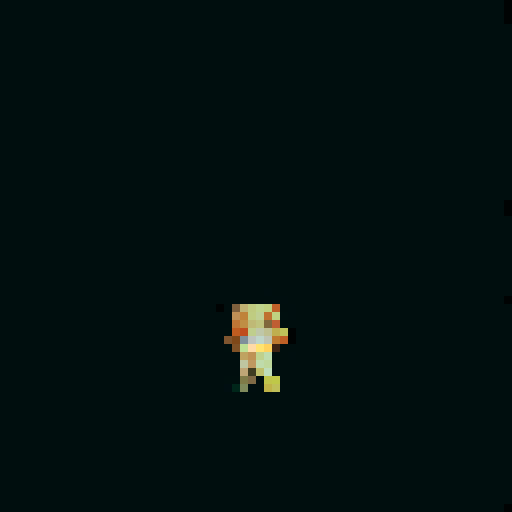 top-down RPG pixel male torso, muscular build, no head, completely naked, no shading, idle position, arms relaxed by the sides, legs slightly apart, 36x52 pixels centered in a 64x64 canvas, transparent background, front facing.