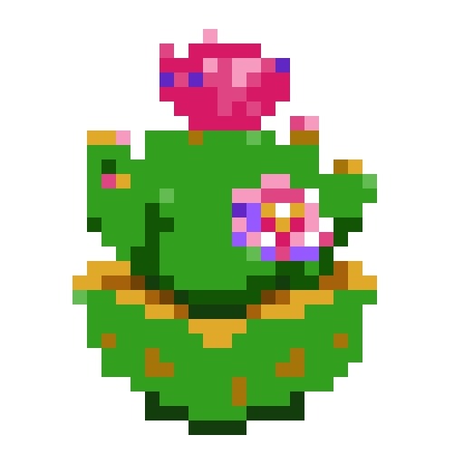 cactus with purple flower on top, close up, game icon, white background
