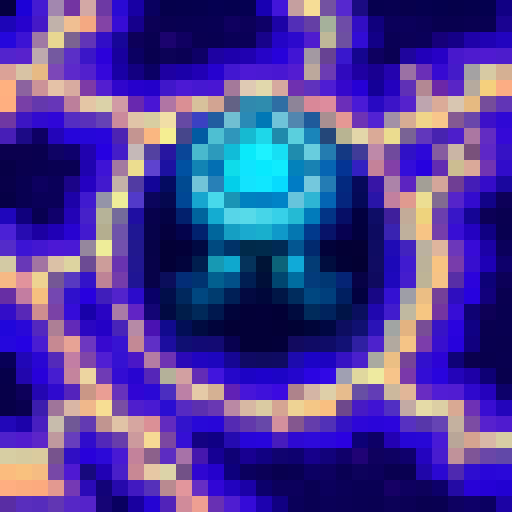 Shadow bolt pierces through the murky darkness, illuminating with an electric blue glow, surrounded by swirling smoke and sparks, in a pixelated art style reminiscent of a 32x32 skill icon.