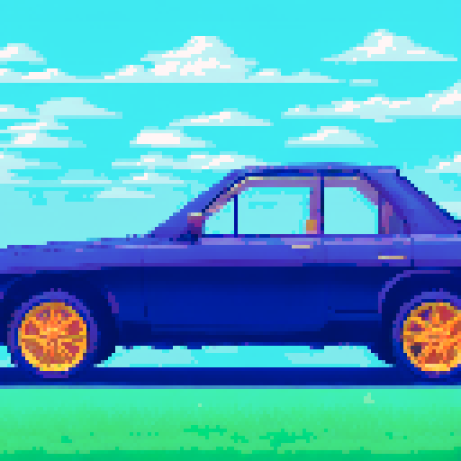 Photorealistic whole Mersedes C Class, three-quarter view, right front wheel, clean background, sRGB colors, pixel art style