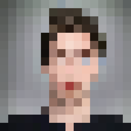 Lifelike pixel art portrait in a 16x16 styled.
