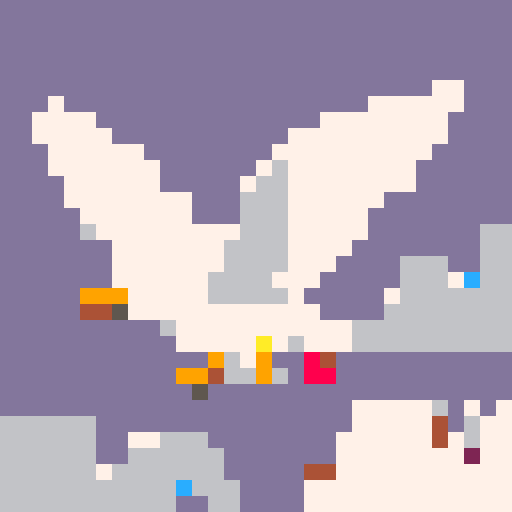 a white bird with a black head and red beak in flight, with dark outline