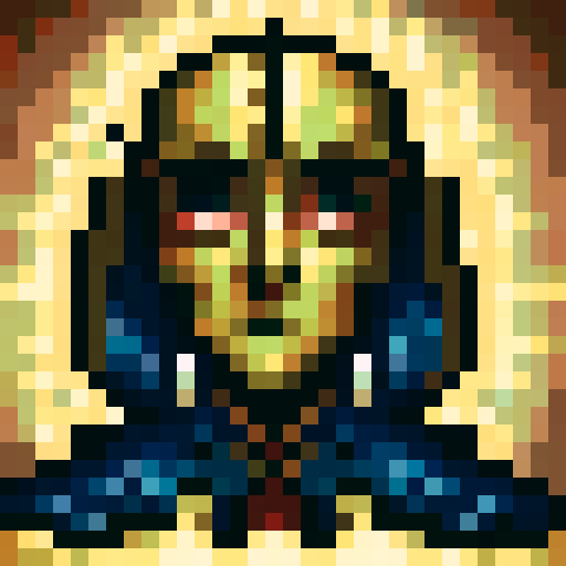 Saudi robot bedouin, 32x32 pixel art, portrait close up, muted colors, simple patterns, bedouin clothing
