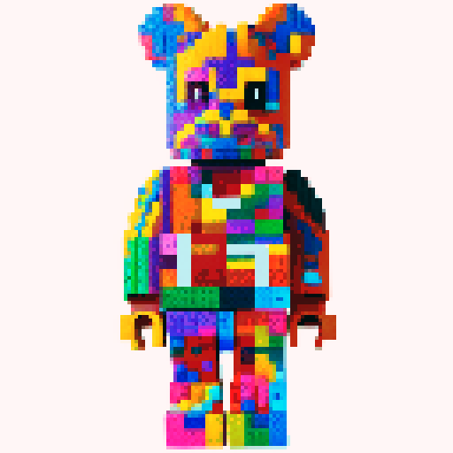 colorful pixel lego blocks arranged in a playful, vibrant composition, showcasing the intricate details and vibrant colors of pixel art in the sRGB color space