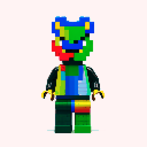 rainbow color lego pixel, vibrant colors, blocky shapes, small plastic bricks, isometric perspective, retro video game, low resolution, 8-bit graphics, sharp edges, square grid, limited color palette, nostalgic feel, brick-built characters, iconic lego logo, digital recreation, detailed textures, crisp lines, simplified forms, nostalgic gaming vibes