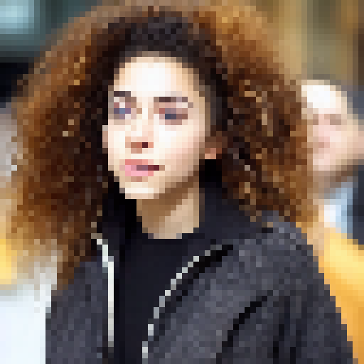 a girl with curly hairs listing music in metro